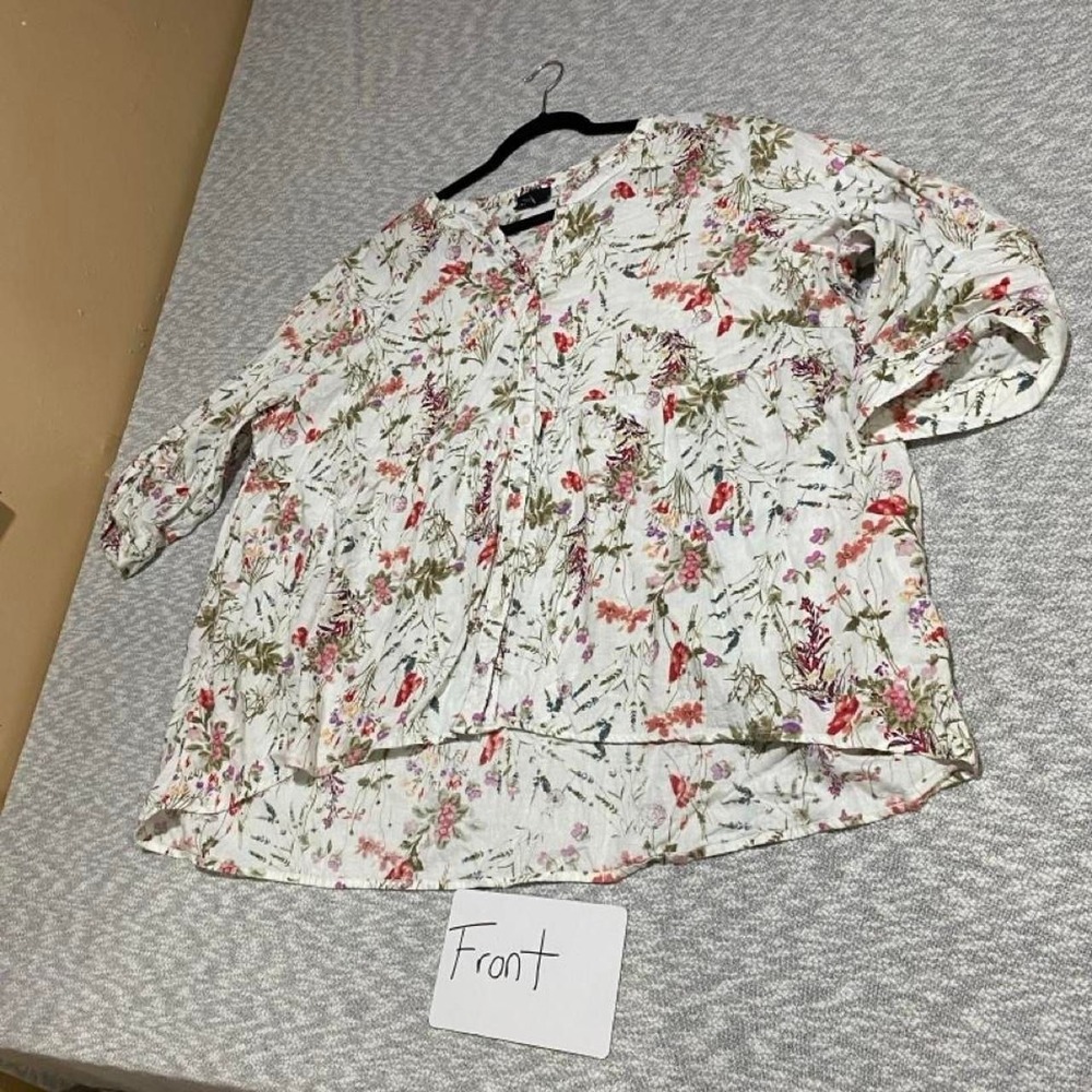 Jones New York multicolor White floral blouse 3/4 sleeves. Women 3X. SKU-B997